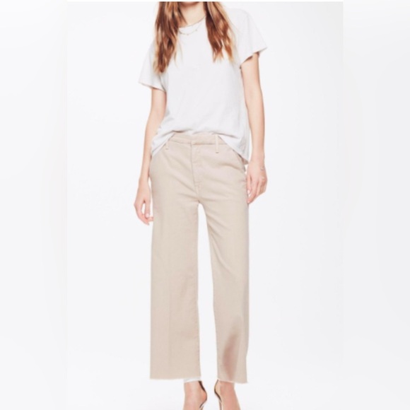MOTHER The Roller Crop Prep Fray Tan Pant in So Far So Gone Khaki • 27 • NWT - Picture 1 of 12